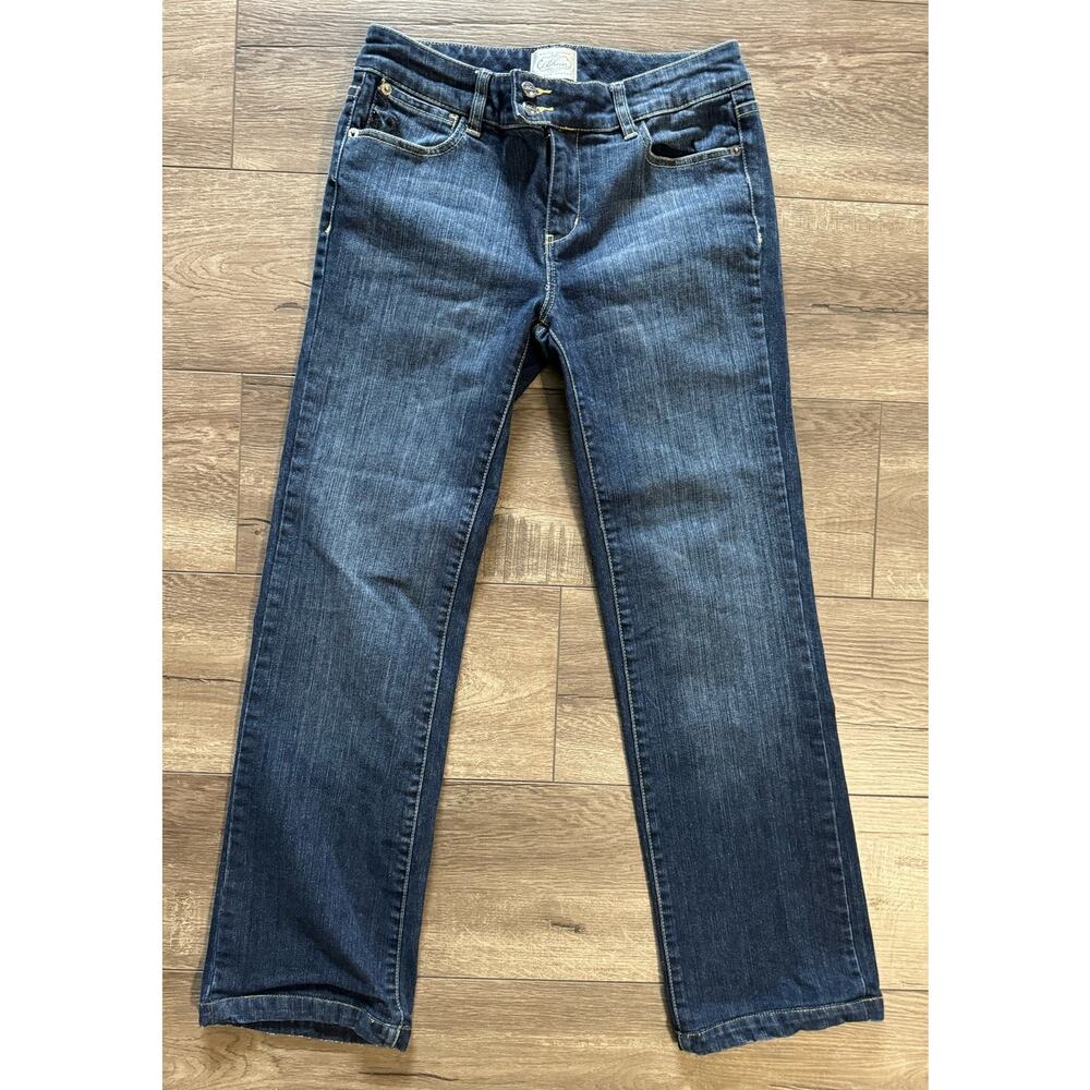 White House Black Market Blanc Mid Rise Jeans Embroidered Pockets Size 4